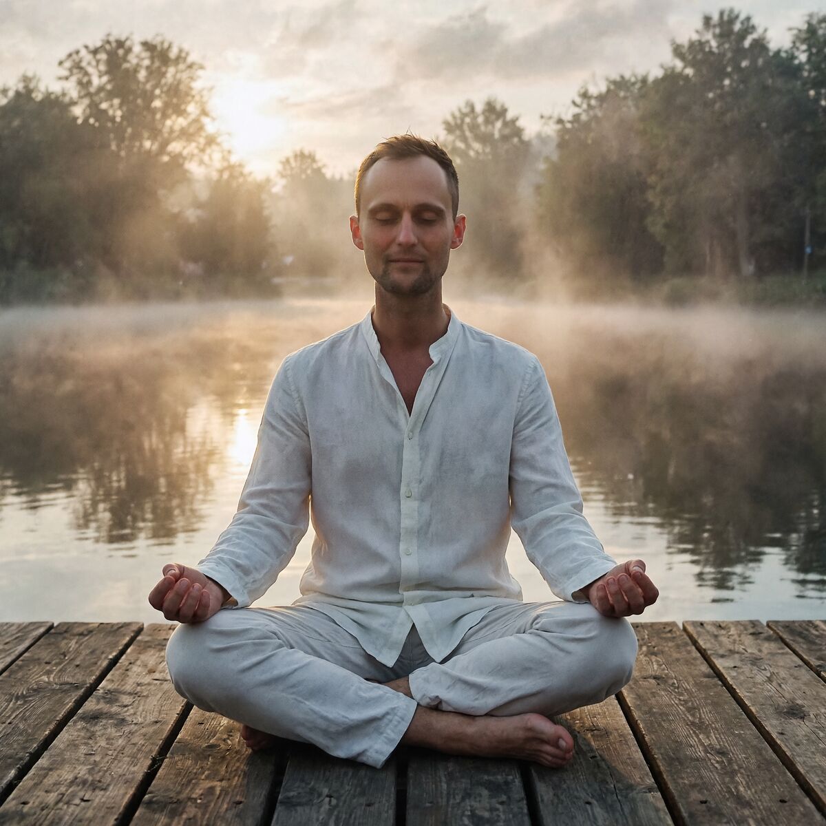 Hajnali meditáció a tónál — AI-generált